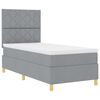 vidaXL LED Boxspringbett mit Matratze Hellgrau 100 x 200 cm Stoff