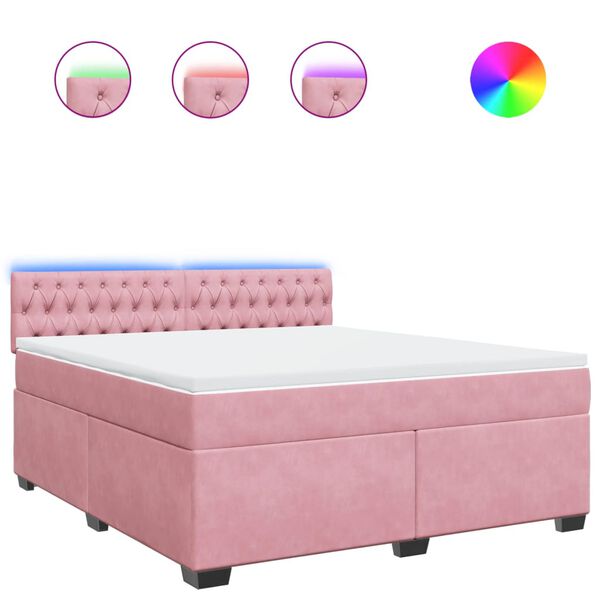 vidaXL Boxspringbett mit Matratze Rosa 180x200 cm Samt