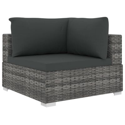 vidaXL 12-tlg. Garten-Lounge-Set mit Auflagen Poly Rattan Grau