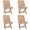 vidaXL Klappbare Gartenstühle mit Kissen 4 Stk. Massivholz Teak