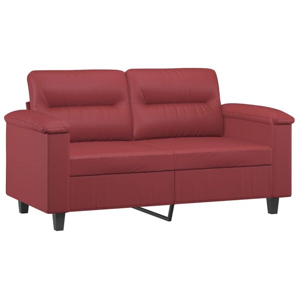 vidaXL 2-Sitzer-Sofa mit Zierkissen Weinrot 120 cm Kunstleder