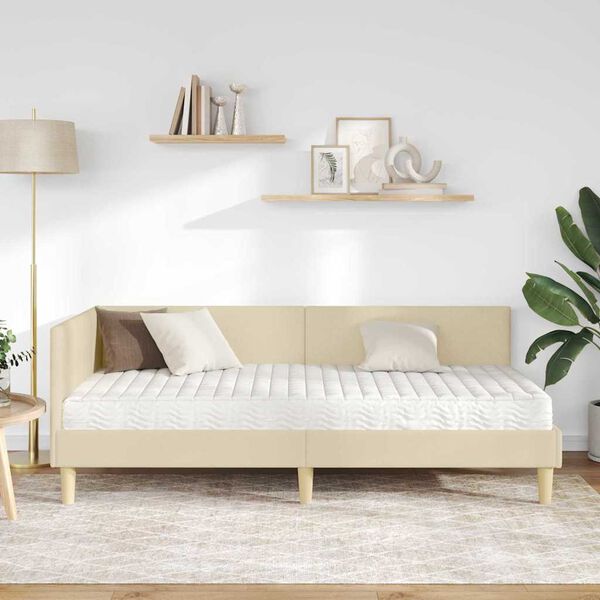 vidaXL Eckbettgestell mit Matratze Sonstiges 2 pcs Creme Stoff