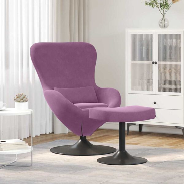 vidaXL Eierstuhl mit Fu&szlig;hocker Lila 63 x 73 x 90 cm Samt