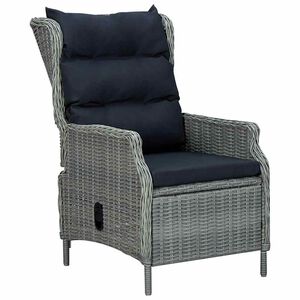 vidaXL Verstellbarer Gartensessel mit Auflagen Poly Rattan Hellgrau