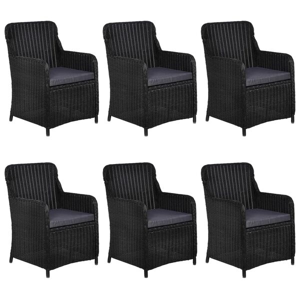 vidaXL 7-tlg. Garten-Essgruppe Poly Rattan Schwarz