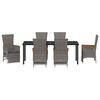 vidaXL Garten Essgruppe mit Kissen 7 pcs Grau Poly-Rattan