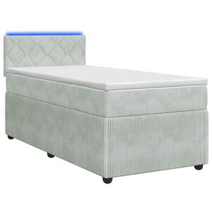 vidaXL Boxspringbett mit Matratze und LED Hellgrau 90 x 190 cm Samt
