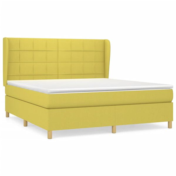 vidaXL Boxspringbett mit Matratze Gr&uuml;n 180x200 cm Stoff