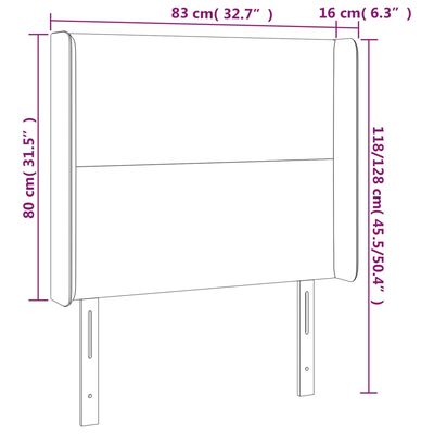 vidaXL Kopfteil mit Ohren Grau 83x16x118/128 cm Kunstleder