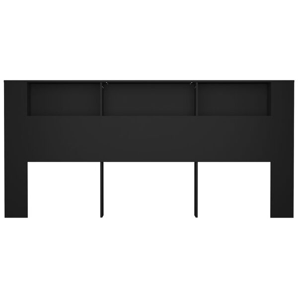 vidaXL Kopfteil mit Ablagen Schwarz 220x18,5x104,5 cm