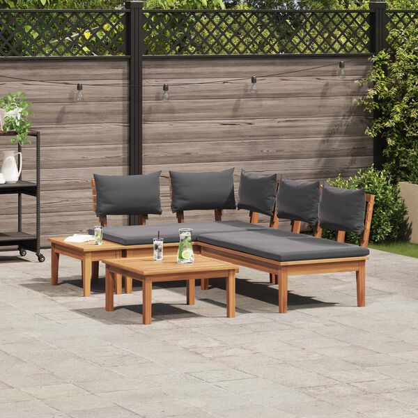 vidaXL Gartensofa-set 4 pcs Braun und Grau