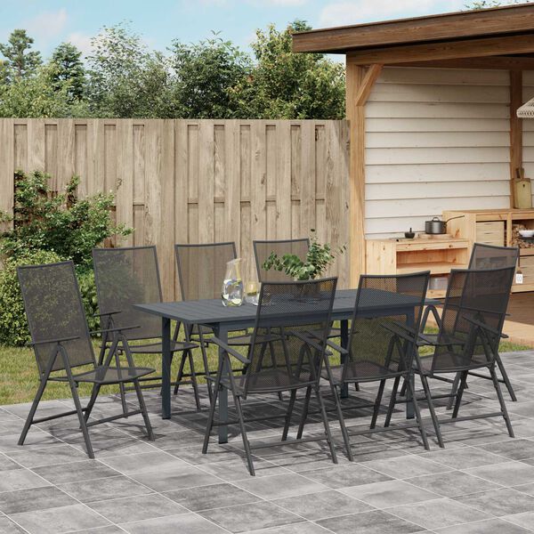 vidaXL Garten Essgruppe 9 pcs Anthrazit Pulverbeschichteter Stahl