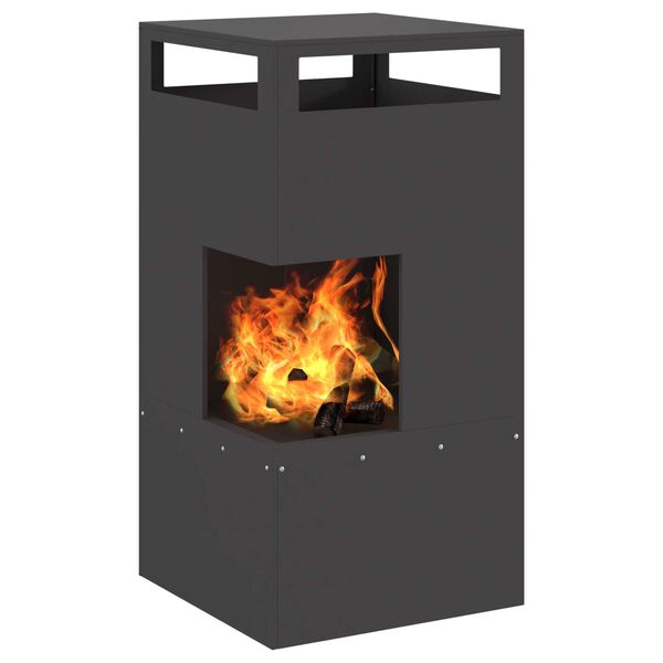 vidaXL Feuerstelle Schwarz 50 x 50 x 100 cm Stahl