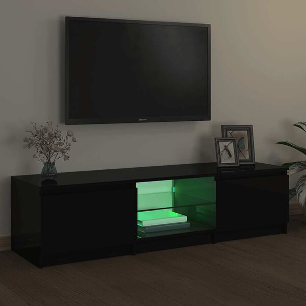 vidaXL TV-Schrank mit LED-Leuchten Schwarz 140x40x36 cm