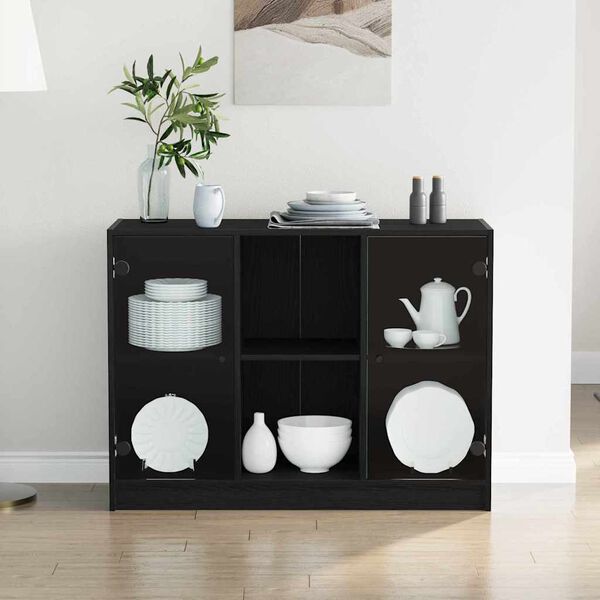 vidaXL Sideboard Schwarz Eichen-Optik 100 x 37 x 75,5 cm