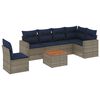 vidaXL 7-tlg. Garten-Sofagarnitur mit Kissen Grau Poly Rattan