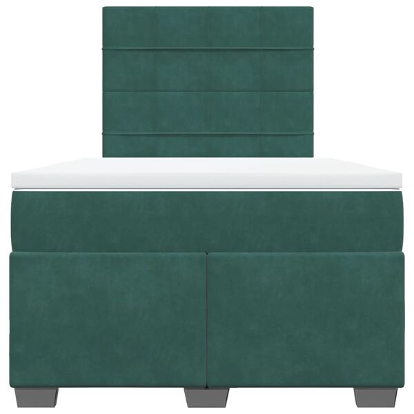 vidaXL Boxspringbett mit Matratze Dunkelgr&uuml;n 120x200 cm Samt