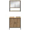 vidaXL Badezimmerm&ouml;bel-Set mit Regal mit T&uuml;r 3 pcs Braun Holzwerkstoff
