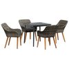 vidaXL Garten Essgruppe mit Kissen 5 pcs Grau Poly-Rattan