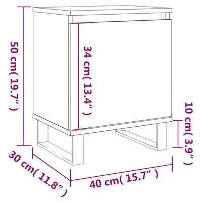 vidaXL Nachttisch Grau Sonoma 40x30x50 cm Holzwerkstoff