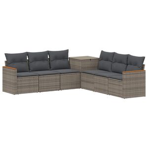 vidaXL Sofa Set 7 stk. Grau und Dunkelgrau Polyrattan und Stahl