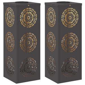 vidaXL Solar LED Weg Licht 2 pcs Schwarz Kalt gewalzter Stahl