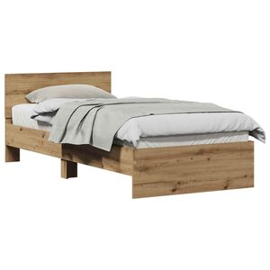 vidaXL Bettgestell mit Kopfteil mit Kopfteil Artisan-Eiche 90 x 200 cm