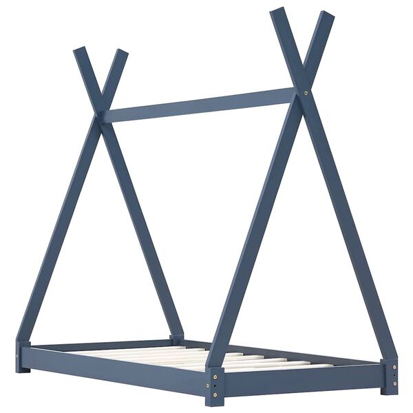 vidaXL Kinder-Bettgestell Grau Massivholz Kiefer 70 x 140 cm