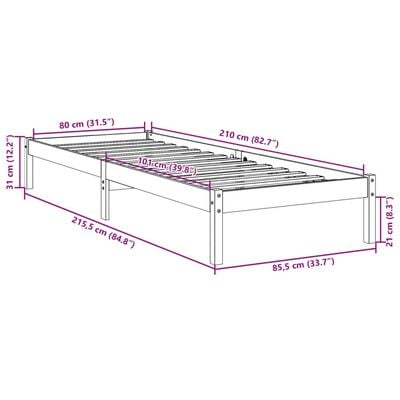 vidaXL Massivholzbett Extra Lang ohne Matratze 80x210 cm Kiefernholz