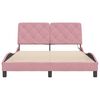 vidaXL Bettgestell mit LED ohne Matratze Rosa 140x190 cm Samt
