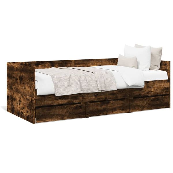 vidaXL Tagesbett mit Schubladen ohne Matratze R&auml;uchereiche 90x200 cm