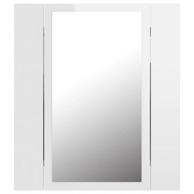 vidaXL LED-Bad-Spiegelschrank Hochglanz-Weiß 40x12x45 cm Acryl