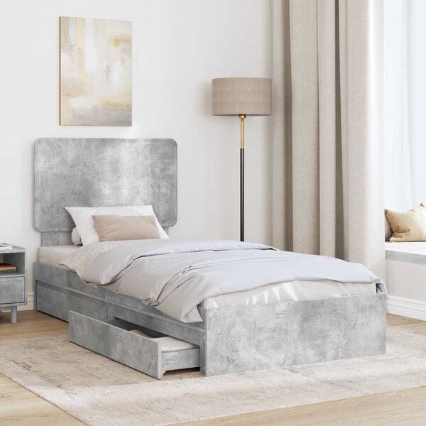 vidaXL Aufbewahrungsbett Beton Grau 90 x 190 cm Holzwerkstoff