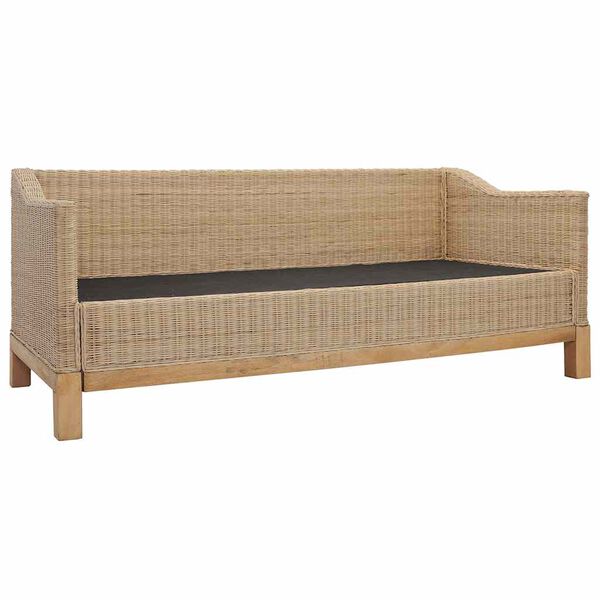 vidaXL 3-Sitzer-Sofa mit Kissen Natürliches Rattan