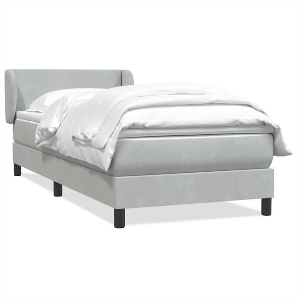 vidaXL Boxspringbett mit Matratze Hellgrau 80x210 cm Samt
