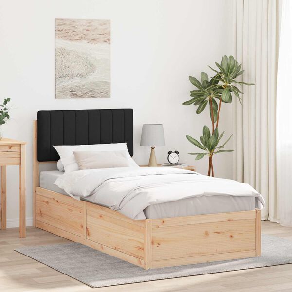 vidaXL Bettgestell mit gepolstertem Kopfteil Schwarz 90 x 190 cm