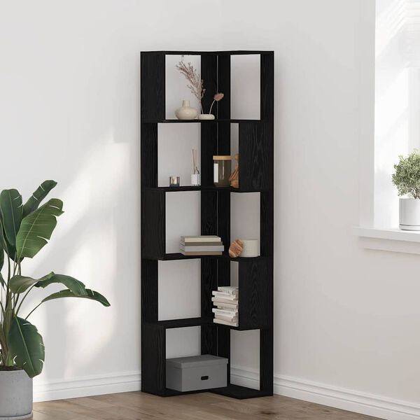 vidaXL B&uuml;cherregal Schwarz Eichen-Optik 50 x 50 x 179 cm