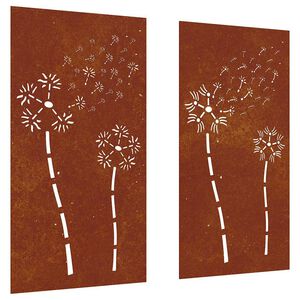 vidaXL 2-tlg. Garten-Wanddeko 105x55 cm Cortenstahl Blumen-Design