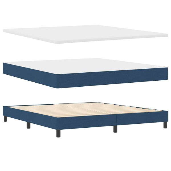 vidaXL Boxspringbett mit Matratze mit Matratze Blau 180 x 200 cm Stoff