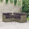 vidaXL 2-tlg. Sofagarnitur in L-Form mit Kissen Grau Poly Rattan