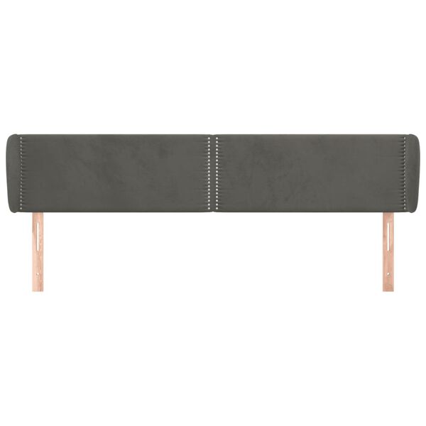 vidaXL Kopfteil mit Ohren Dunkelgrau 183x23x78/88 cm Samt