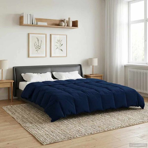 vidaXL Sommerdecke Gepolstert Dunkelblau 220 x 240 cm Mikrofaser