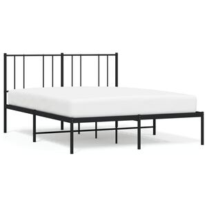 vidaXL Bettgestell mit Kopfteil Metall Schwarz 140x190 cm