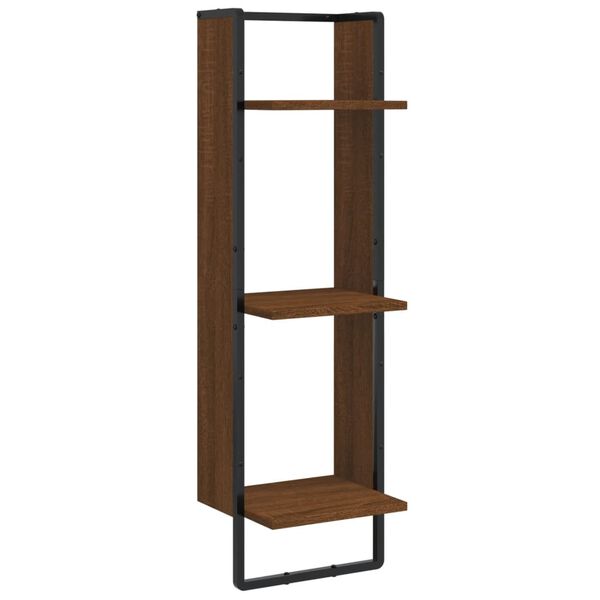 vidaXL Wandregal 3 F&auml;cher Braun Eichen-Optik 30x25x100cm Holzwerkstoff