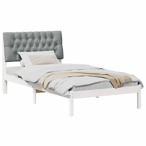 vidaXL Bettgestell mit gepolstertem Kopfteil Wei&szlig; 100 x 200 cm