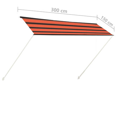 vidaXL Einziehbare Markise 300×150 cm Orange und Braun