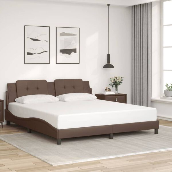 vidaXL Bettgestell ohne Matratze "Zadar" Braun 180x200 cm Kunstleder