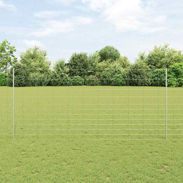 vidaXL Zaun mit Pfosten Silber 1,4 x 25 m Stahl