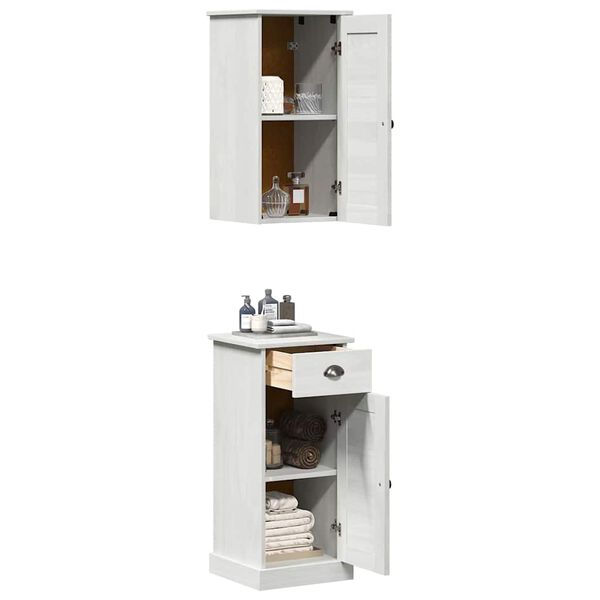 vidaXL Badezimmerm&ouml;bel Set VIGO 2 pcs Braun und Wei&szlig; 37 x 34 x 80 cm