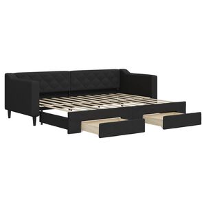 vidaXL Tagesbett Ausziehbar mit Schubladen Schwarz 80x200 cm Stoff